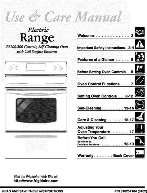 manual for frigidaire gallery electric stove